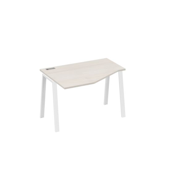 Стол на металлокаркасе TRE эргономичный левый Техно дуб / металлокаркас белый
