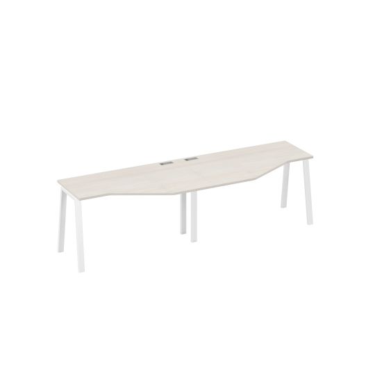Рабочая станция столы (2х140) эргономичными Техно каркас TRE дуб / металлокаркас белый
