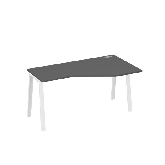Стол правый Техно на каркасе TRE эргономичный антрацит премиум / металлокаркас белый