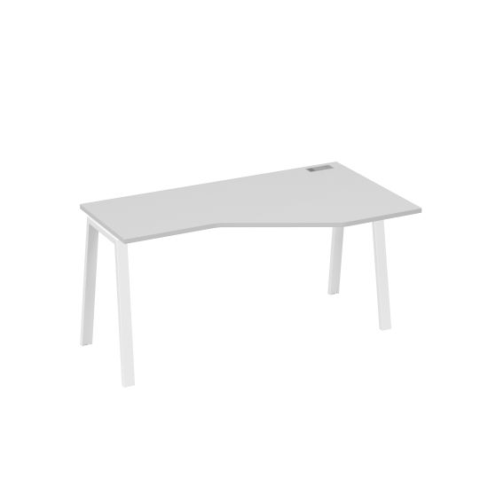 Стол правый Техно на каркасе TRE эргономичный серый / металлокаркас белый