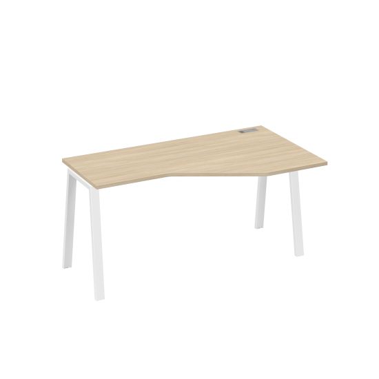 Стол правый Техно на каркасе TRE эргономичный дуб скандинавский / металлокаркас белый