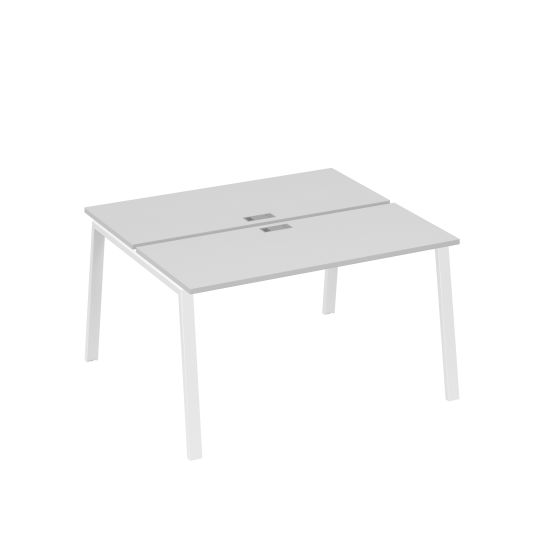 Станция 2х140 с опорами TRE офисная серый / металлокаркас белый