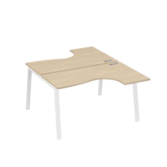 Рабочая станция TRE (2х140) столы Классика эргономичные дуб скандинавский / металлокаркас белый
