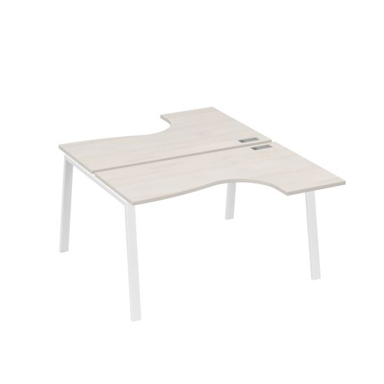 Рабочая станция TRE (2х140) столы Классика эргономичные дуб / металлокаркас белый