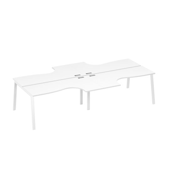 Рабочая станция из столов (4х160) Классика каркас TRE белый премиум / металлокаркас белый