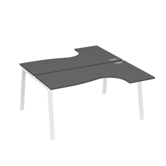 Рабочая станция на опорах TRE (2х160) столы Классика антрацит премиум / металлокаркас белый