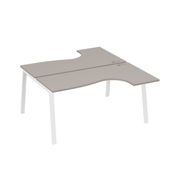 Рабочая станция на опорах TRE (2х160) столы Классика мокко премиум / металлокаркас белый