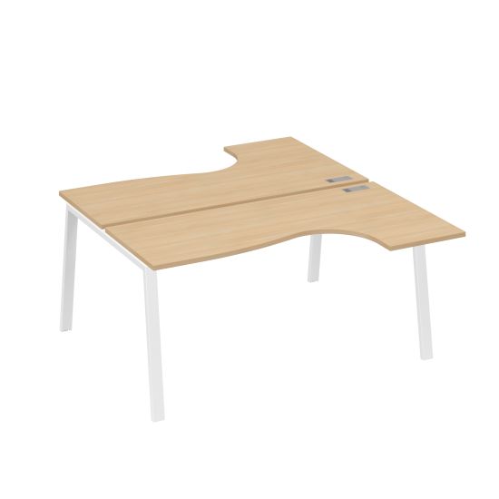 Рабочая станция на опорах TRE (2х160) столы Классика натуральный дуб / металлокаркас белый