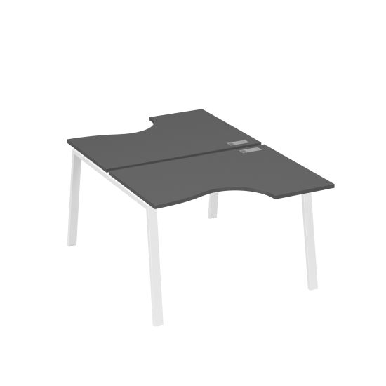 Рабочая станция со столами (2х120) каркас TRE антрацит премиум / металлокаркас белый