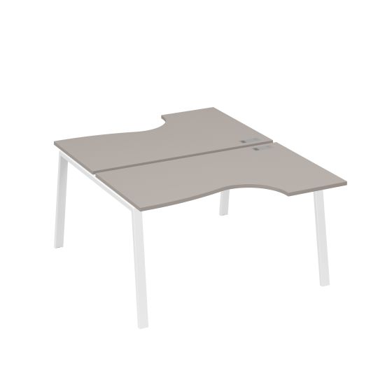 Рабочая станция столы (2х140) эргономичные Классика каркасTRE мокко премиум / металлокаркас белый