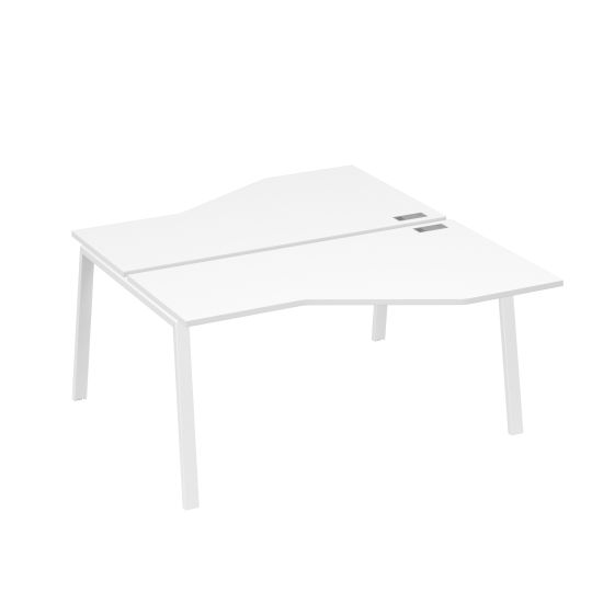 Рабочая станция каркас TRE столы (2х160) эргономичные Техно белый премиум / металлокаркас белый