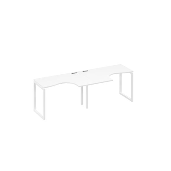 Рабочая станция столы Классика опоры QUATTRO (2х120) белый премиум / металлокаркас белый