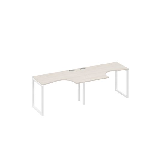 Рабочая станция столы Классика опоры QUATTRO (2х120) дуб / металлокаркас белый