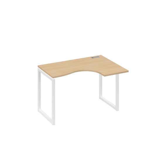Стол 120 эргономичный правый Классика каркас QUATTRO натуральный дуб / металлокаркас белый