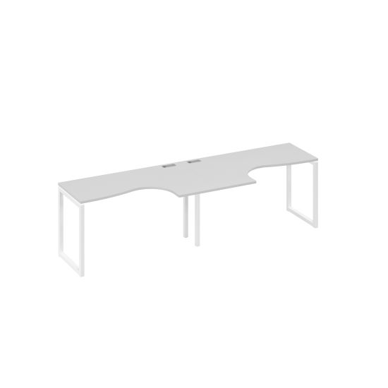 Станция столы 2х140 Классика эргономичные опоры QUATTRO серый / металлокаркас белый