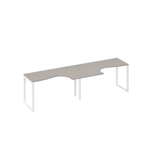 Станция столы 2х140 Классика эргономичные опоры QUATTRO мокко премиум / металлокаркас белый