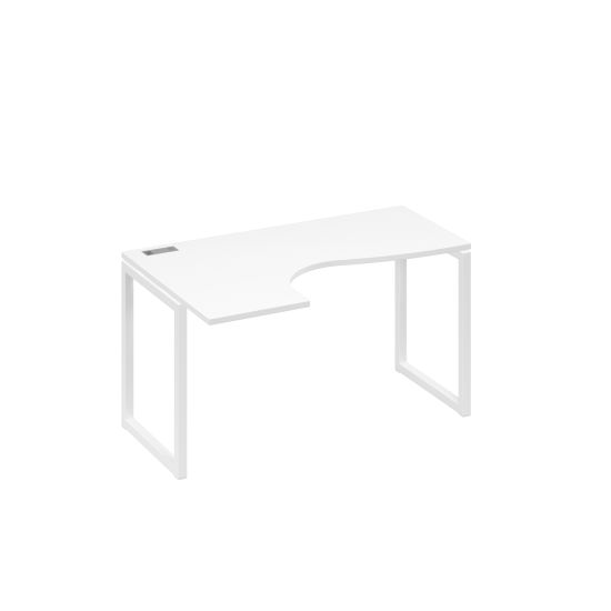 Стол левый Классика эргономичный металлокаркас QUATTRO белый премиум / металлокаркас белый