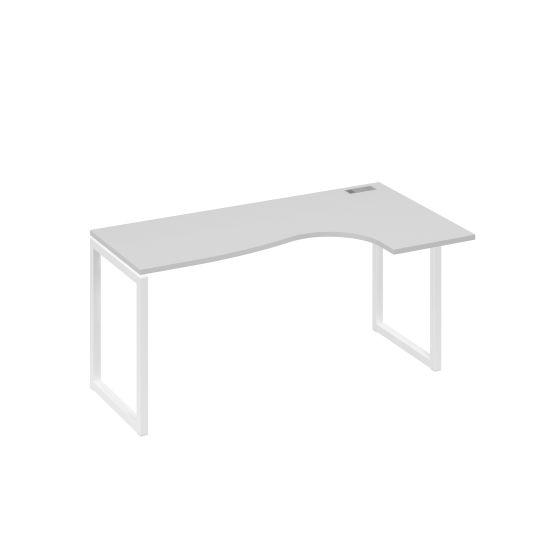 Стол правый Классика эргономичный на металлокаркасе QUATTRO серый / металлокаркас белый