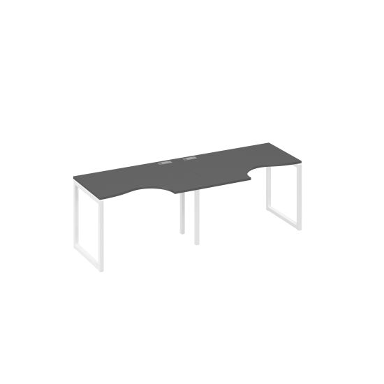 Рабочая станция столы Классика каркас QUATTRO (2х120) антрацит премиум / металлокаркас белый