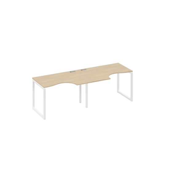 Рабочая станция столы Классика каркас QUATTRO (2х120) дуб скандинавский / металлокаркас белый