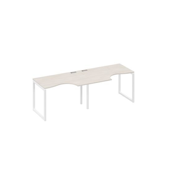 Рабочая станция столы Классика каркас QUATTRO (2х120) дуб / металлокаркас белый