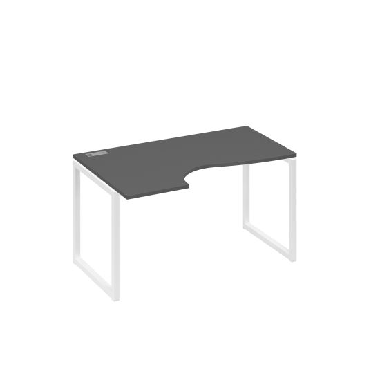 Стол Классика левый на металлокаркасе QUATTRO эргономичный антрацит премиум / металлокаркас белый