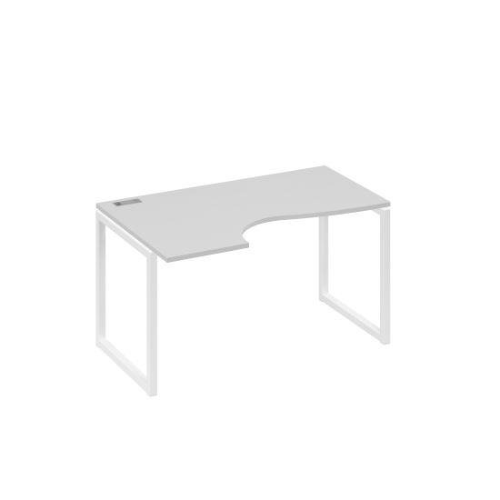 Стол Классика левый на металлокаркасе QUATTRO эргономичный серый / металлокаркас белый