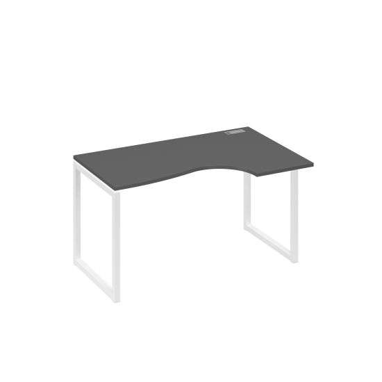 Стол правый Классика эргономичный на металлокаркасе QUATTRO антрацит премиум / металлокаркас белый