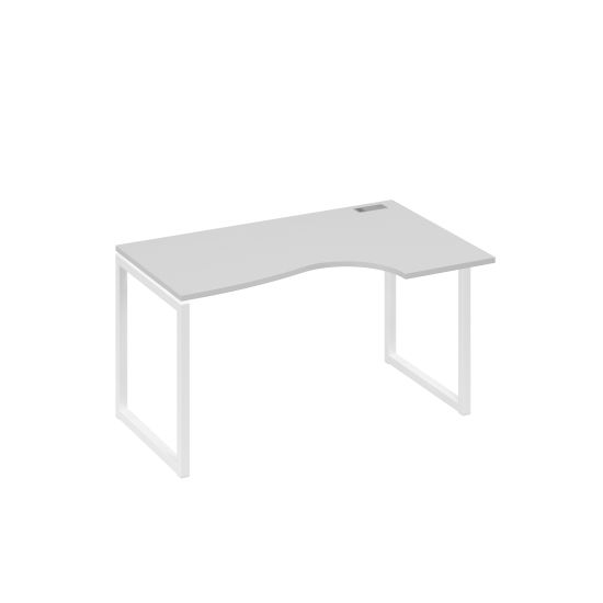 Стол правый Классика эргономичный на металлокаркасе QUATTRO серый / металлокаркас белый