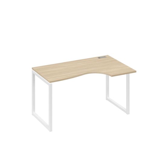 Стол правый Классика эргономичный на металлокаркасе QUATTRO дуб скандинавский / металлокаркас белый