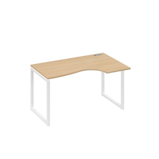Стол правый Классика эргономичный на металлокаркасе QUATTRO натуральный дуб / металлокаркас белый