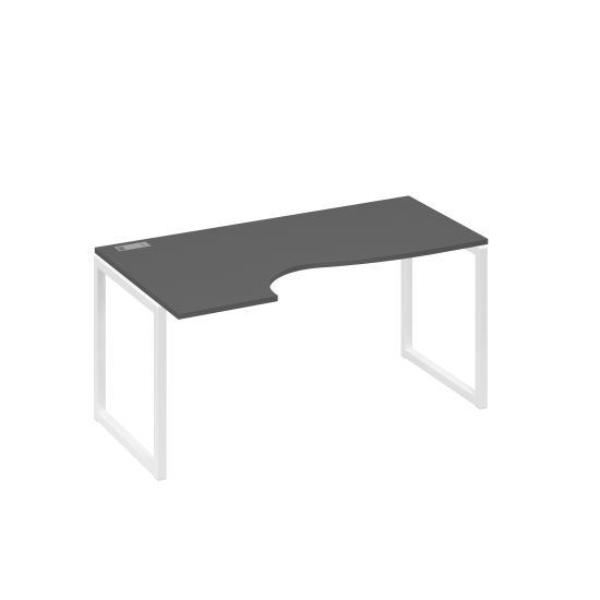 Стол эргономичный левый Классика на металлокаркасе QUATTRO антрацит премиум / металлокаркас белый