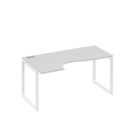 Стол эргономичный левый Классика на металлокаркасе QUATTRO серый / металлокаркас белый