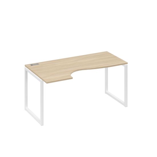 Стол эргономичный левый Классика на металлокаркасе QUATTRO дуб скандинавский / металлокаркас белый