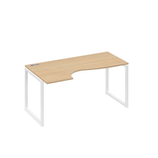 Стол эргономичный левый Классика на металлокаркасе QUATTRO натуральный дуб / металлокаркас белый