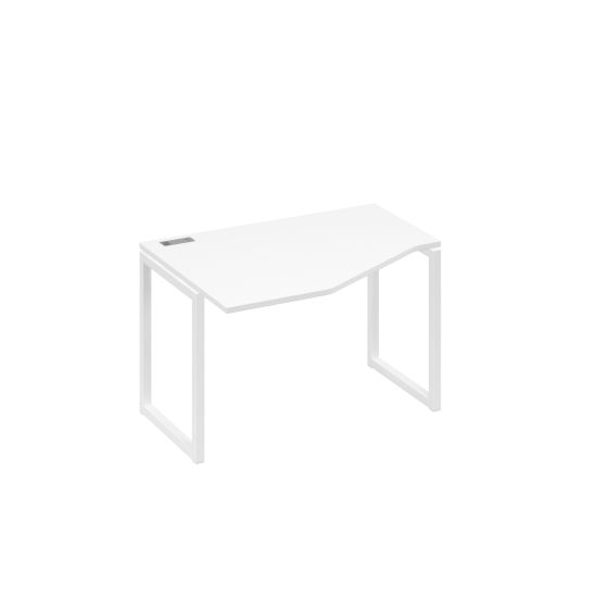 Стол Техно на металлокаркасе QUATTRO эргономичный левый белый премиум / металлокаркас белый
