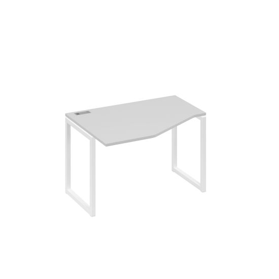 Стол Техно на металлокаркасе QUATTRO эргономичный левый серый / металлокаркас белый