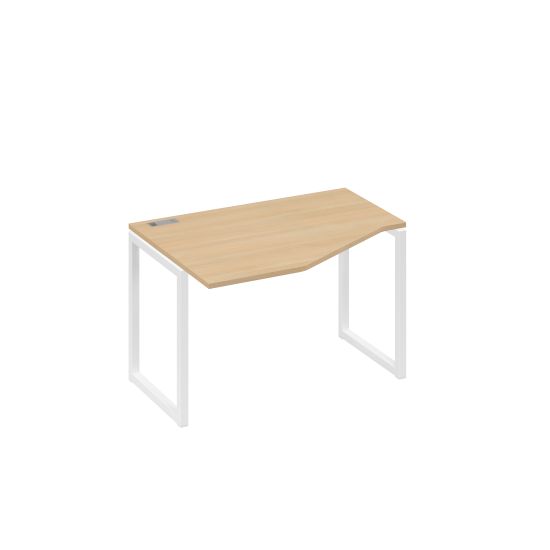 Стол Техно на металлокаркасе QUATTRO эргономичный левый натуральный дуб / металлокаркас белый