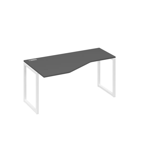 Стол левый Техно эргономичный на металлокаркасе QUATTRO антрацит премиум / металлокаркас белый