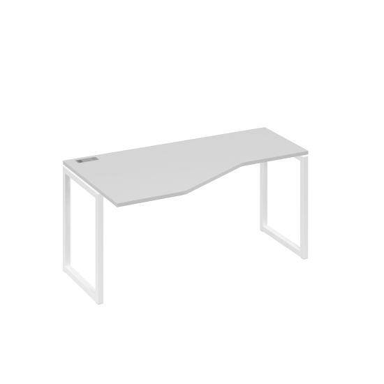 Стол левый Техно эргономичный на металлокаркасе QUATTRO серый / металлокаркас белый