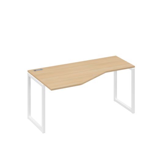Стол левый Техно эргономичный на металлокаркасе QUATTRO натуральный дуб / металлокаркас белый