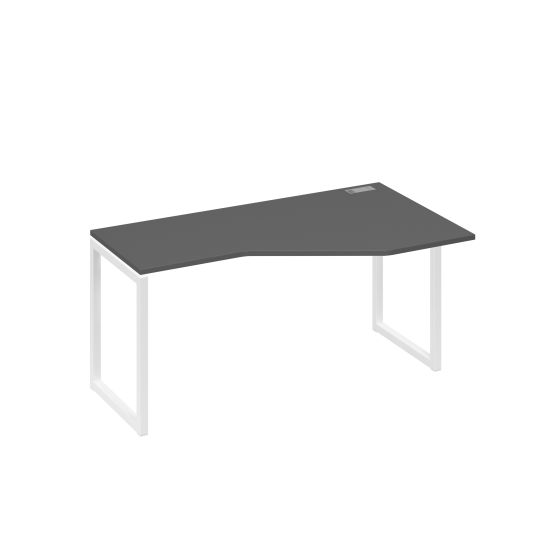Стол Техно металлокаркас QUATTRO эргономичный правый антрацит премиум / металлокаркас белый