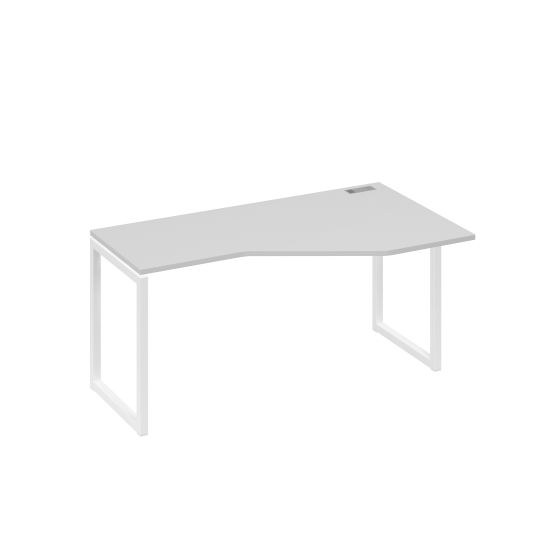 Стол Техно металлокаркас QUATTRO эргономичный правый серый / металлокаркас белый