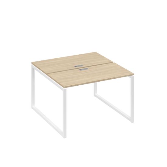Рабочая станция с опорами QUATTRO (2х120) дуб скандинавский / металлокаркас белый