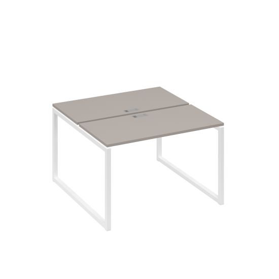 Рабочая станция с опорами QUATTRO (2х120) мокко премиум / металлокаркас белый