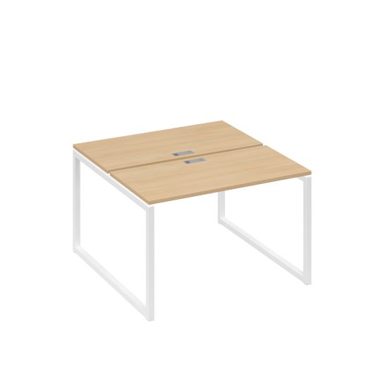 Рабочая станция с опорами QUATTRO (2х120) натуральный дуб / металлокаркас белый