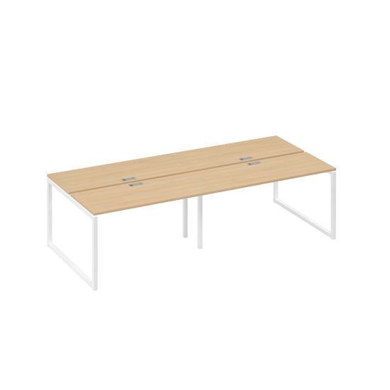 Станция 4х140 в офис каркас QUATTRO натуральный дуб / металлокаркас белый