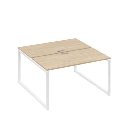 Рабочая станция 2х140 на опорах QUATTRO дуб скандинавский / металлокаркас белый