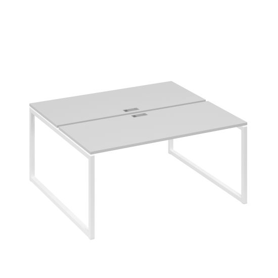 Рабочая станция (2х160) с опорами QUATTRO серый / металлокаркас белый