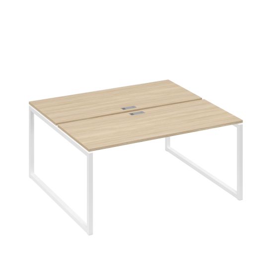 Рабочая станция (2х160) с опорами QUATTRO дуб скандинавский / металлокаркас белый